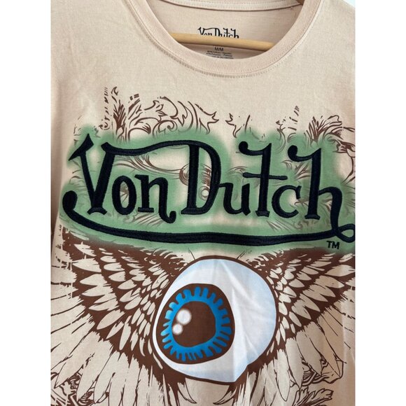 Von Dutch Graphic Tee Medium Beige Winged Eye Cotton Blend - Picture 5 of 6